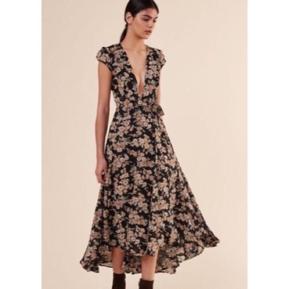 Reformation Laura wrap dress in “Kent” print